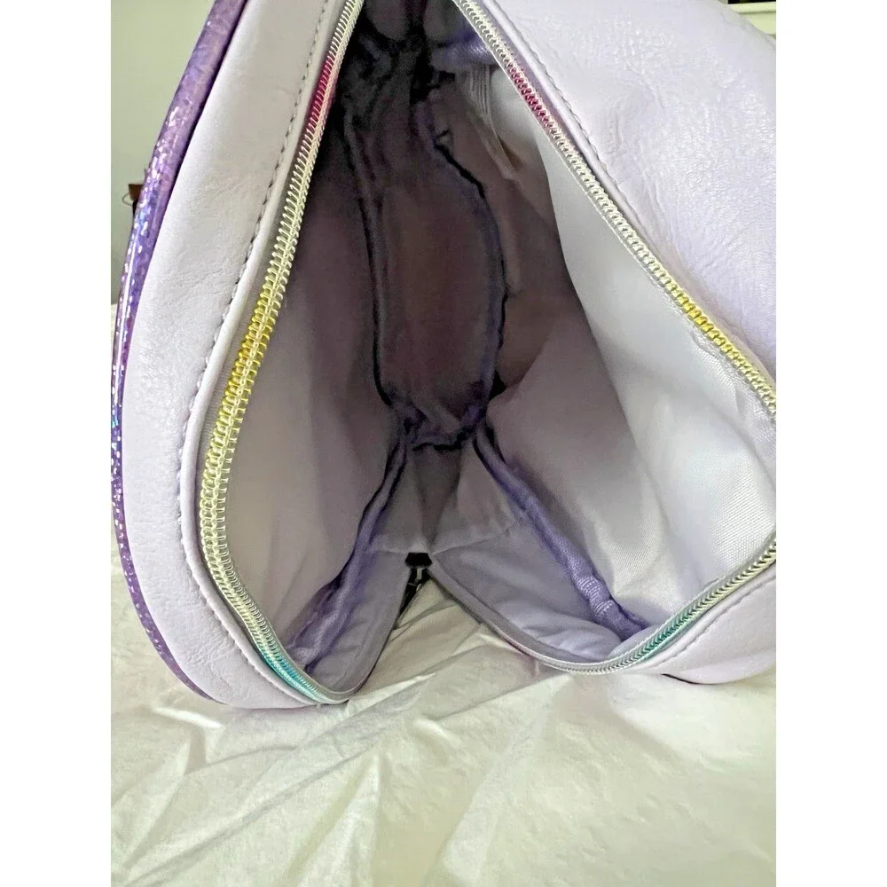 OMG Unicorn Miss Gwen Backpack Purse Purple Glitter Horn 2 Zip Pockets Floral